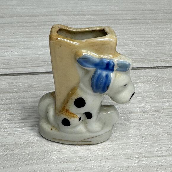 Vintage Dog Figurine Flower Vase Bud Planter Collectible Puppy Decor - Picture 2 of 10